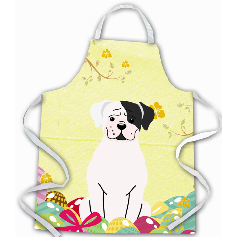 Tablier œufs de pâques, Caniche, Jaune / Blanc