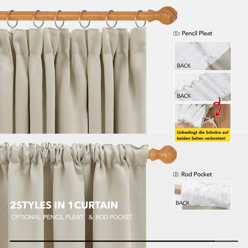 Profete Blackout Curtain Pair, 55cm Width x 260cm Drop