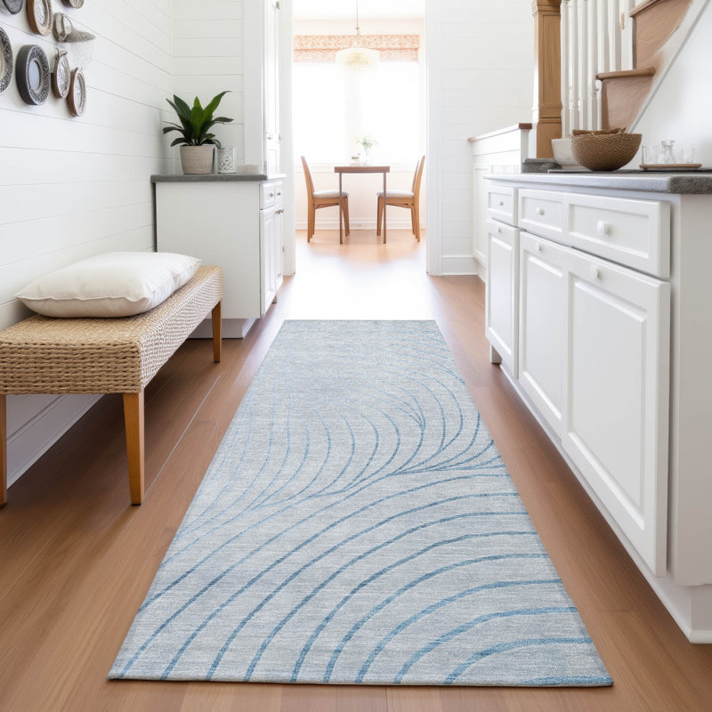 Tapis intérieur / extérieur lavable à la machine Sky Xhevrie, Tapis de couloir 2 pi 3 po x 7 pi 6 po