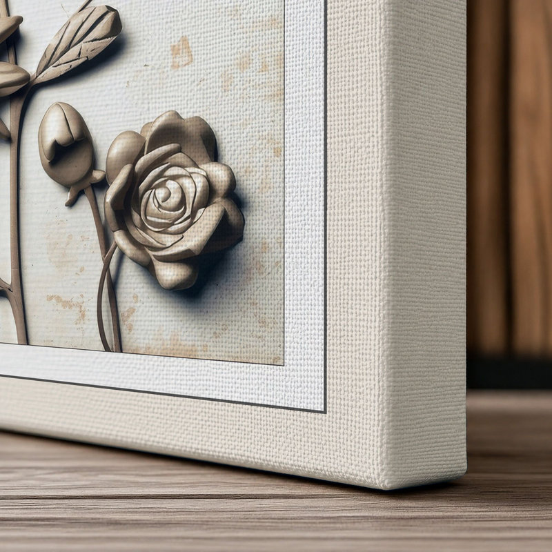 Study: Daisies Botanical - Wrapped Canvas, 36x24 - 91.4 x 61.0 cm, Cream Border