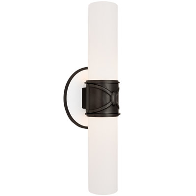 Chase 2-Light Wall Sconce - Polished Nickel, Polished Cas White -