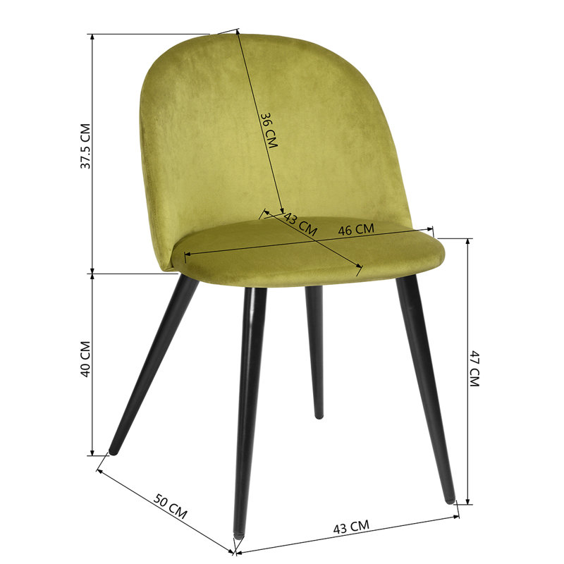 Dungorbery Upholstered Dining Chair, Yellow, Black