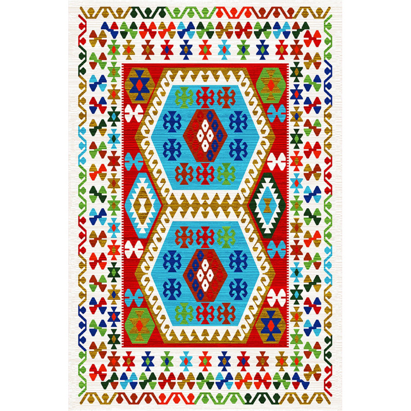 Tapis décoratif multicolore à motif traditionnel, Tapis de couloir 3 pi 9,81 po x 6 pi 6,74 po