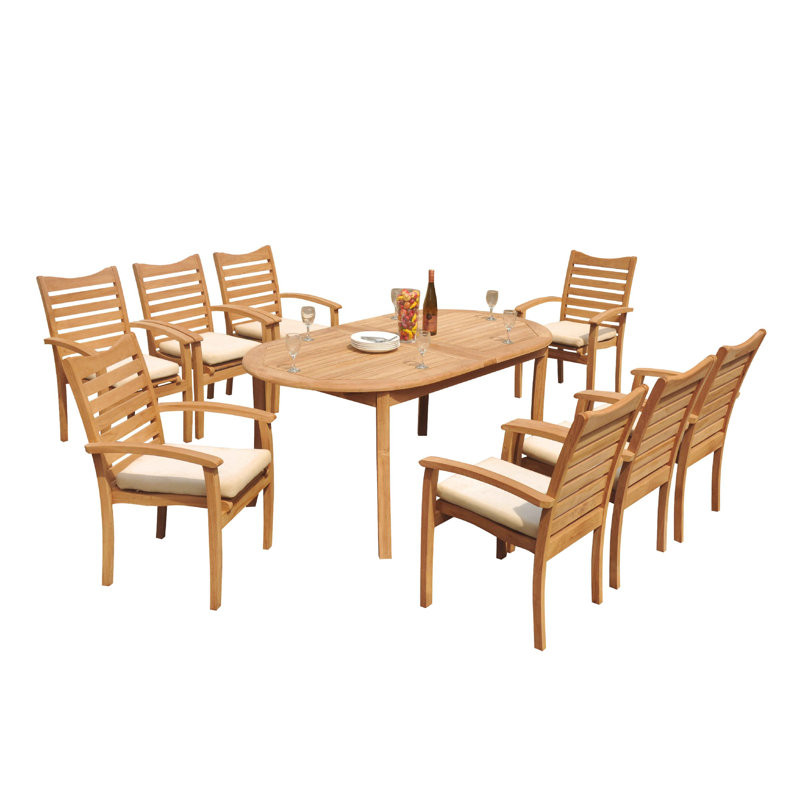 Outdoor 11 - Piece Teak Dining Set, 105" x 40" x 31.5", 8