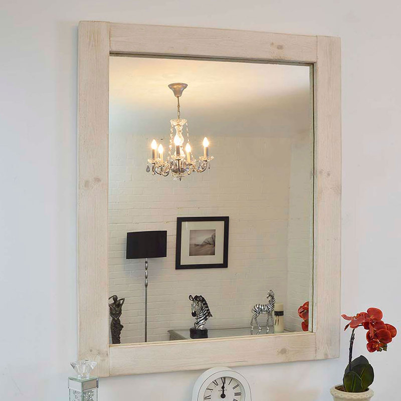 Moshe Wood Flat Wall Mirror, Light Natural, 122cm H x 91cm W