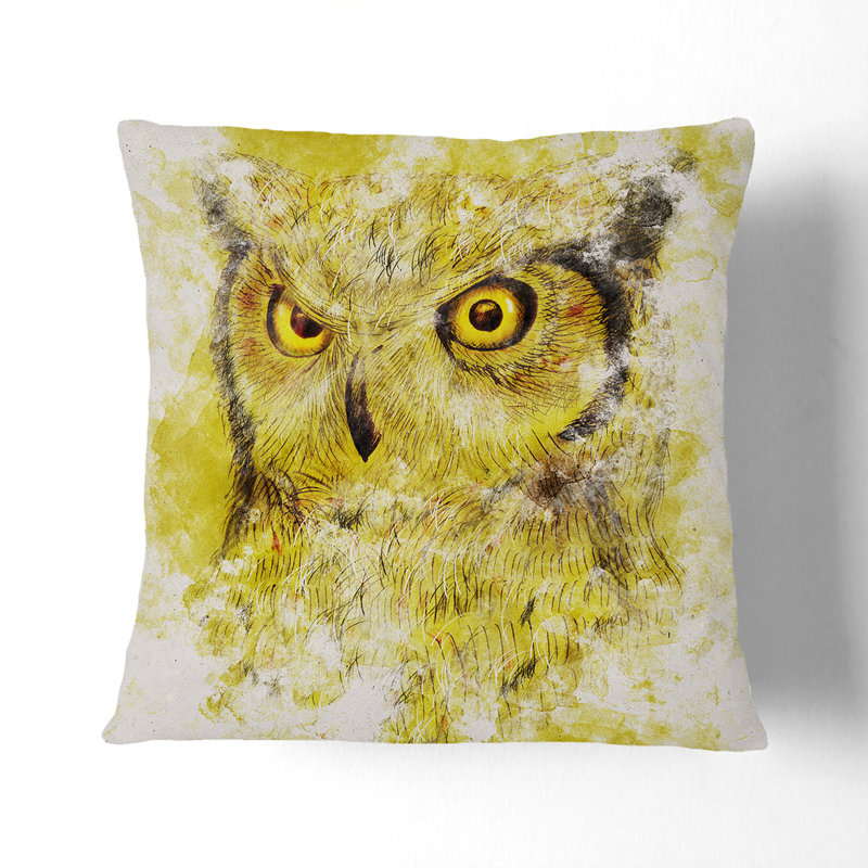 Sketch of an Owl Cushion with Filling, 55cm H x 55cm W x 20cm D