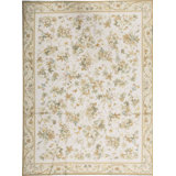 Hand-Knotted High-Quality Ivory and Gold Area Rug