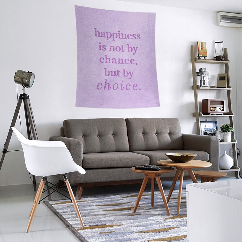 Tapisserie citation manuscrite en polyester, H 60 po x l 51 po, Violet