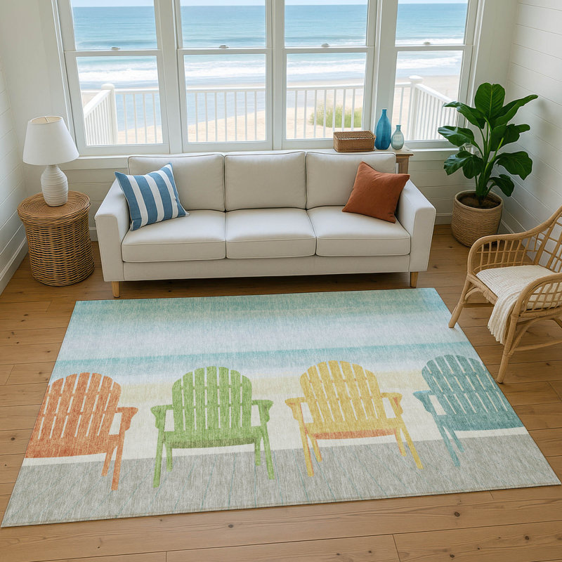 Tapis bleu Cerrito AMF146 lavable à la machine de qualité supérieure, Rectangle de 10 pi x 14 pi