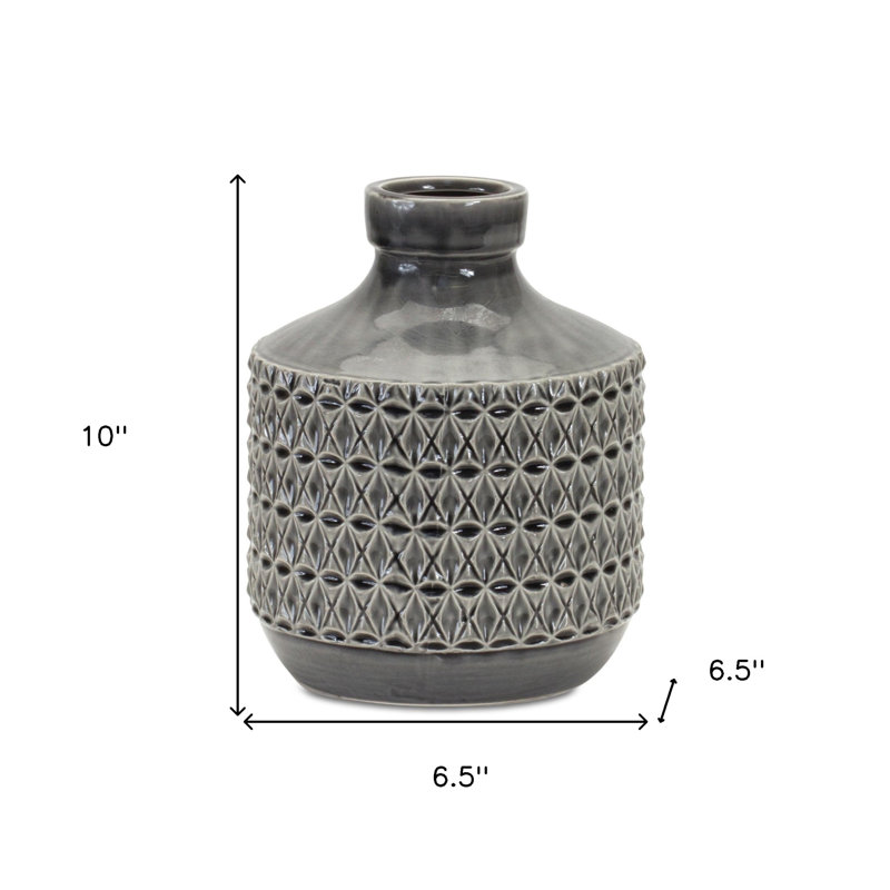 Vase de table en terre cuite, H 10 po x l 6,5 po x P 6,5 po