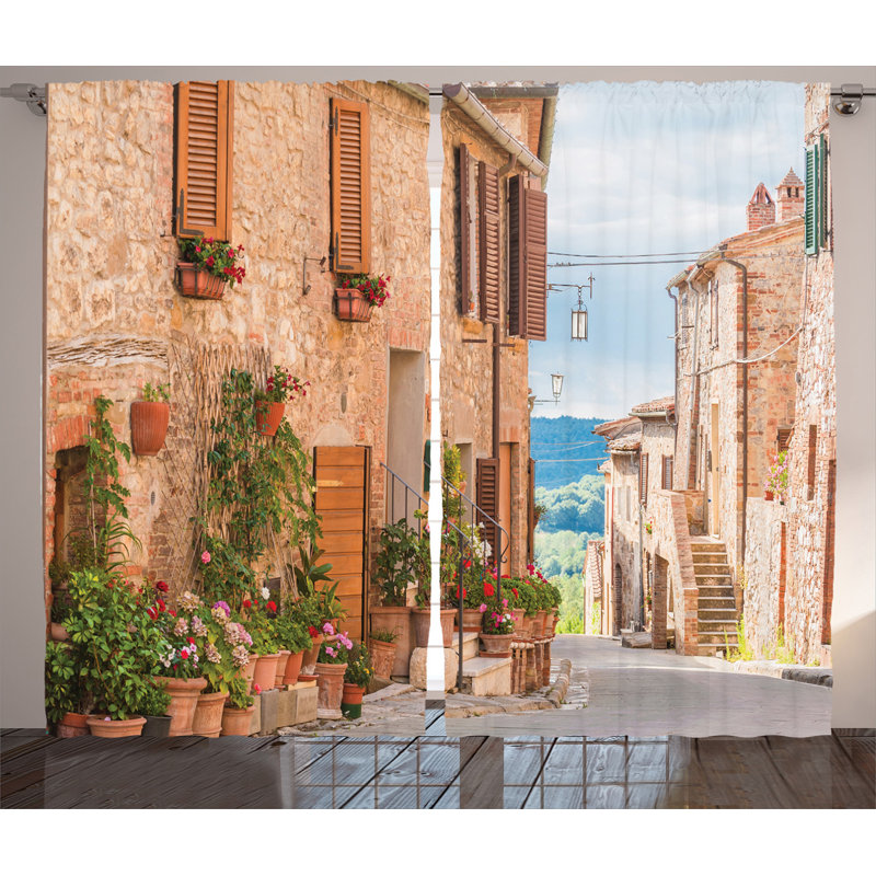 Mediterranean Semi-Sheer Rod Pocket Curtain Panels, 54" x 90"