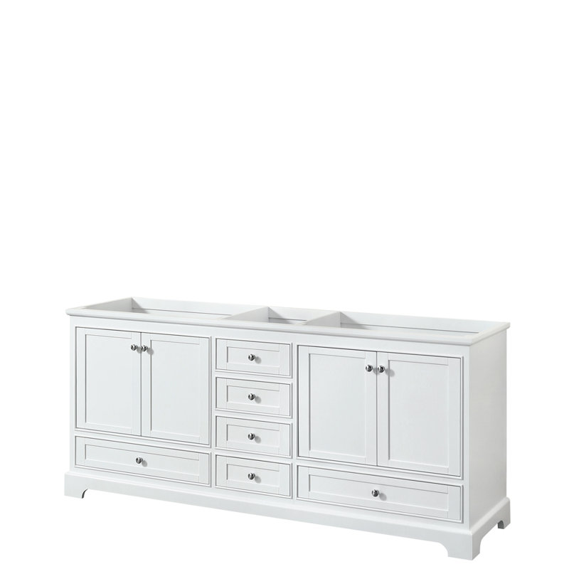 Base de meuble-lavabo double Deborah, Blanc / chrome poli