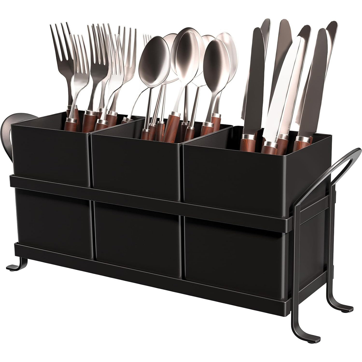 Hokku Designs Black Kitchen Utensil Holder - Elegant Silverware Holder, Versatile Picnic And ...
