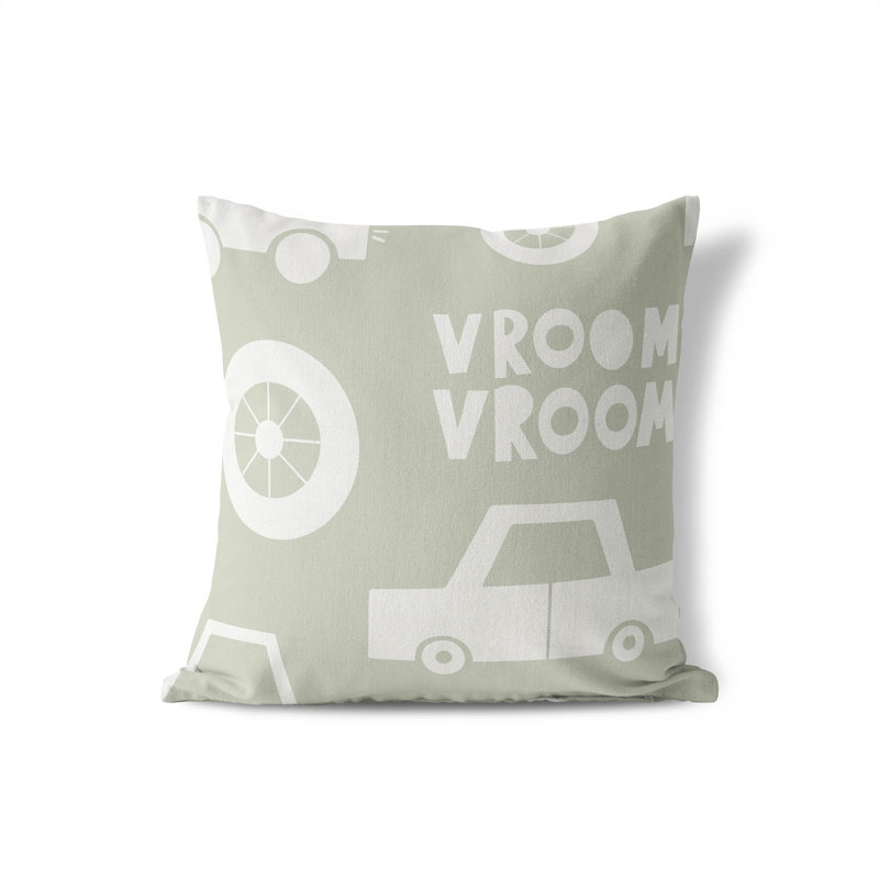 Coussin Vroom, H 18 po x l 18 po, Vert pâle / vert