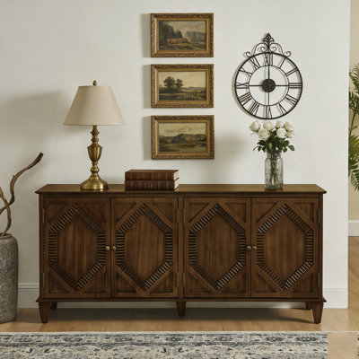 Buffet moderne Mid-Century de 65,2 po avec 4 portes sculptées à la main Rosalind
