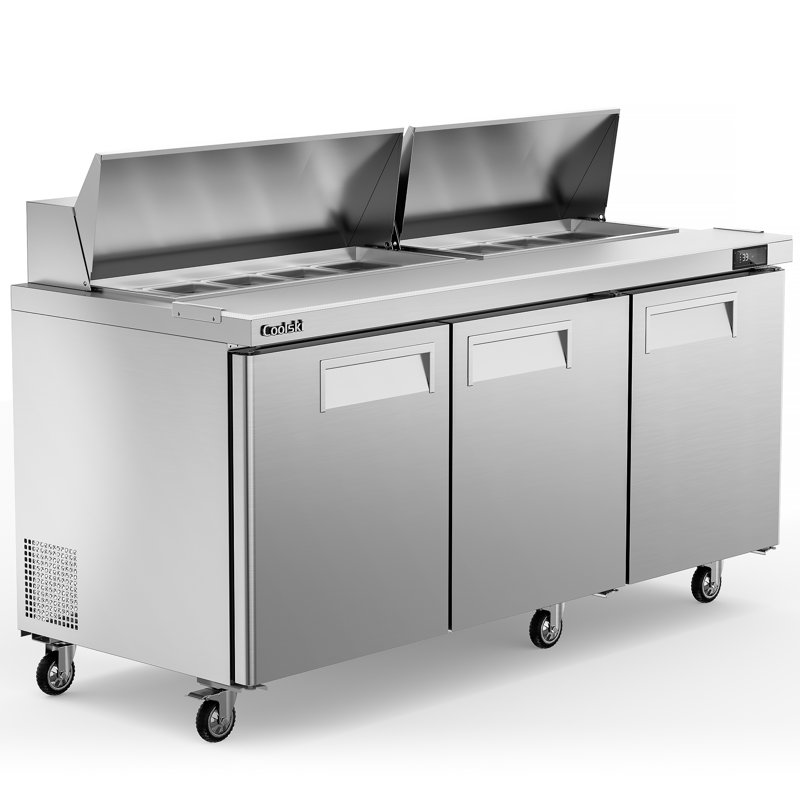 Réfrigérateur de bar à salade commercial de 72 po de largeur, table de préparation pour salade de sandwich réfrigéré avec 2 portes, 18 plateaux de cuisson, planche à découper, approuvé Etl Nsf