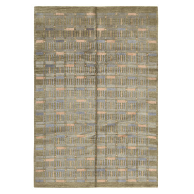 Hand Knotted Wool Area Rug in Multi