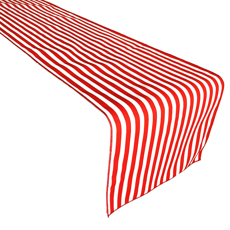 Half Inch Stripes Print Table Runner, 120" x 12", Black/White