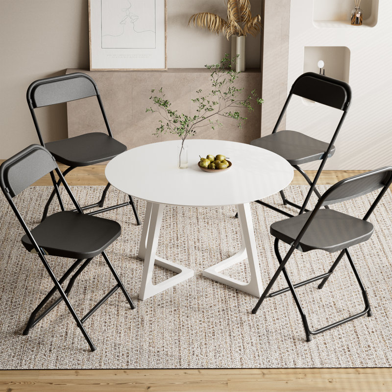 Ensemble de chaises pliantes empilables en plastique / résine (ensemble de 6), Noir, 6