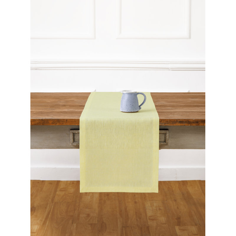 100% Pure Linen Table Runner - Athena, 60" x 14", Chambray Yellow
