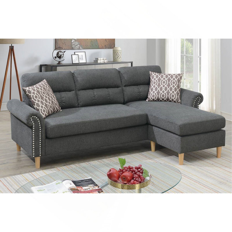 Ensemble de canapé modulaire réversible Polyfiber, Mélange de gris