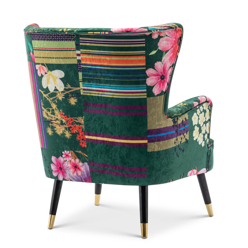 Upholstered Accent Chair with Footstool, Green