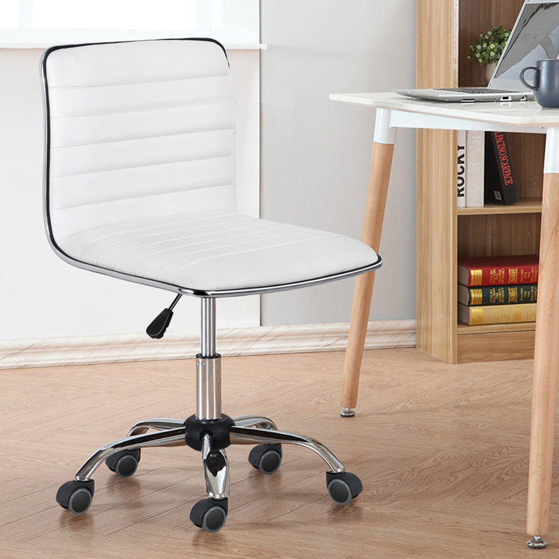 Fauteuil de bureau en cuir synthétique à dossier bas Correen, Blanc