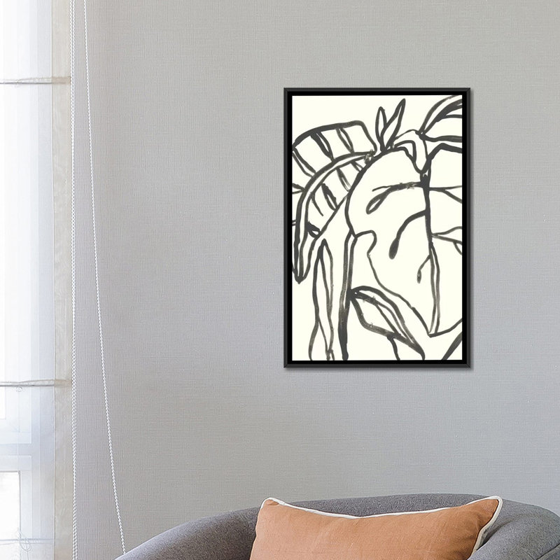 « tropical contour i », impression sur toile, H 26 po x l 18 po x P 1,5 po, Toile avec cadre noir, Pas de tapis