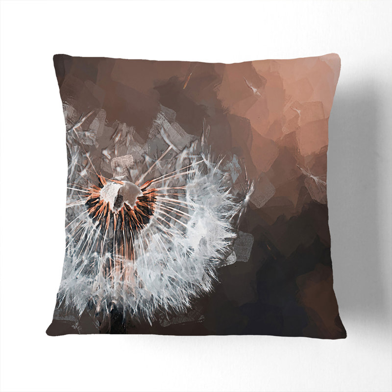Floating Dandelion Seeds in Abstract Cushion with Filling, Black, 40cm H x 40cm W x 15cm D