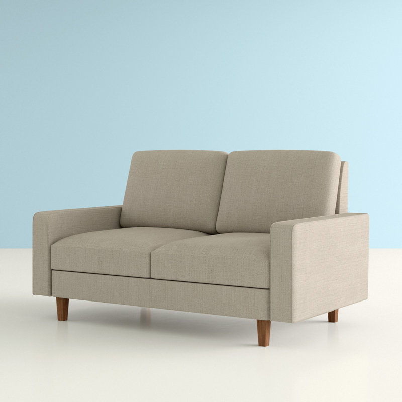 Isata Upholstered 57.9'' Loveseat, Beige Polyester