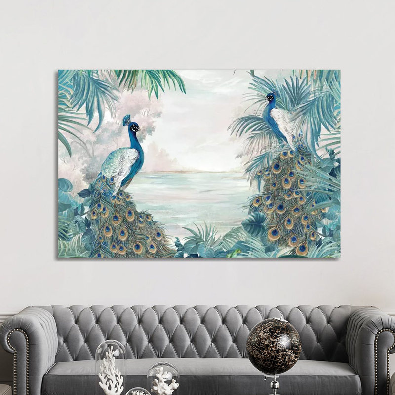 Indian Peafowls - Print on Canvas, Wrapped Canvas, 152.5 cm H x 101.5 cm W x 3.175 cm D