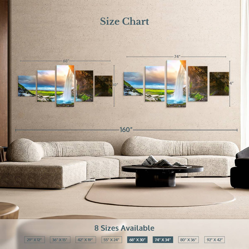 Cascade de Seljalandsfoss, H 34 po x l 74 po