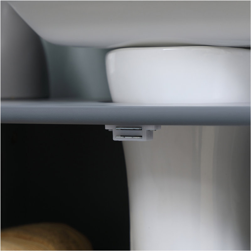 Gray MDF Pedestal Under Sink Bathroom Cabinet with Shelf