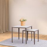 Set Of 2 Iron Nesting Tables With Porcelain Tops