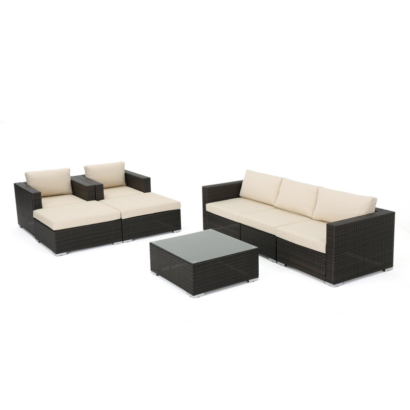 Jossif 5 - Person Patio Conversation Set with Cushions, Multibrown