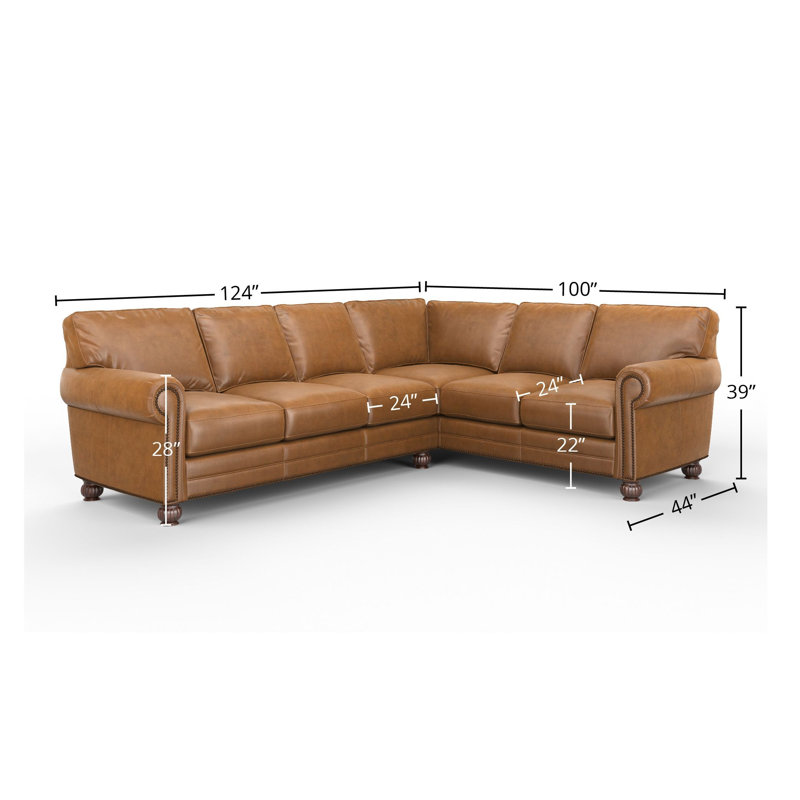 Montana 3x2 Upholstered Sectional, Steeplechase Saddle  Genuine Leather, Left