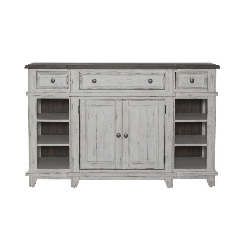 Buffets de 66 po de large Chalita, Blanc / brun