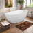 65" Matte White Freestanding Stone Resin Bathtub, 57.63 Gallons Capacity, Ergonomic Design With Center Drain, Overflow, Easy Maintenance,Pre-Installed Drain