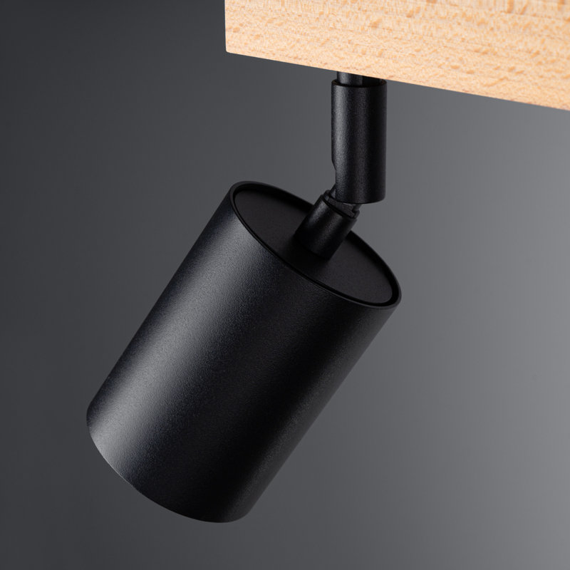 Verdo Steel Flush Mount, Black/Wood, 61x45x17,5 cm, 3 Lights