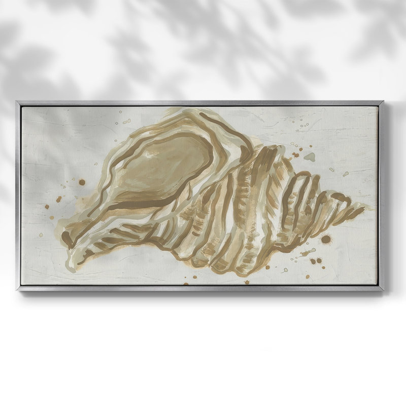 Neutre coquille Fresco II - Toile tendue avec châssis tendue - Prêt à accrocher, Argent argent, H 17 po x l 33 po