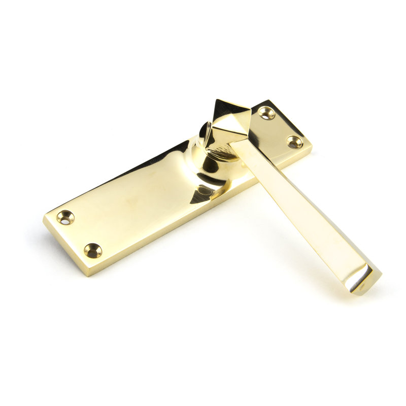 Straight Lever Latch Set, Polished Brass