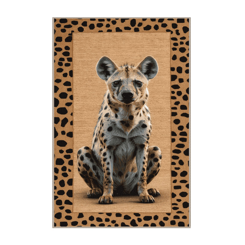 Washable Spotted Hyena Wildlife Area Rug, Runner 2' x 4'