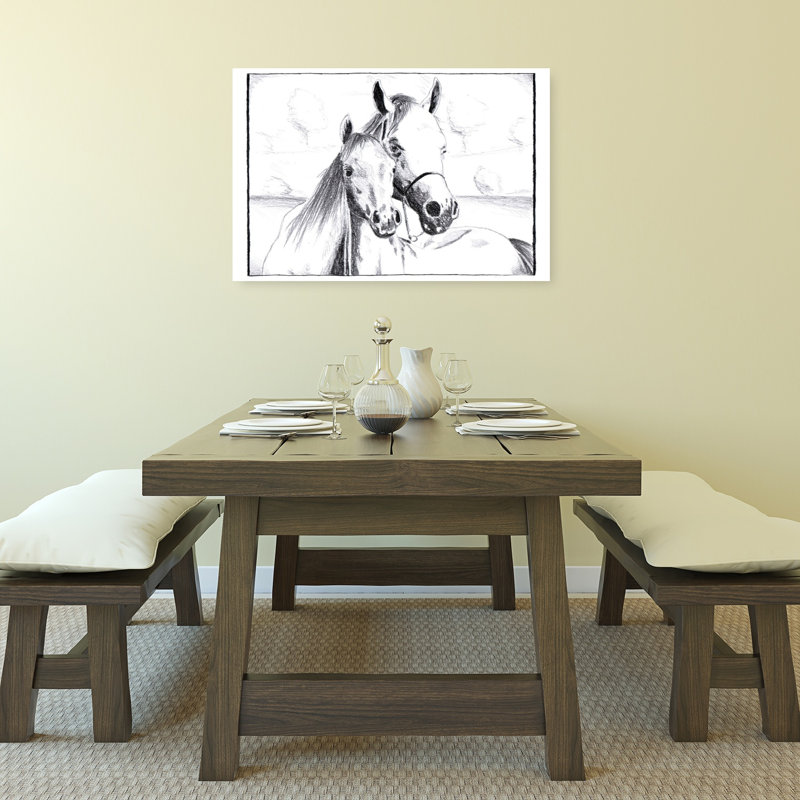 Gentle Horse Bond, impression d'art mural cheval contemporain, H 24 po x l 36 po