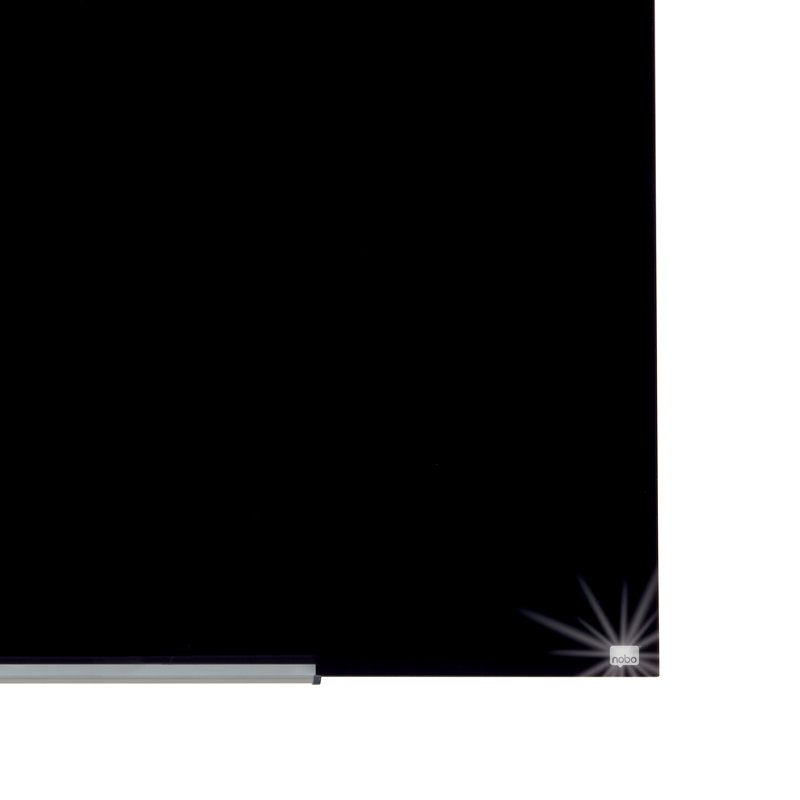 Wall Mounted Magnetic Glass Board, 55.9cm H x 99.3cm L, Black
