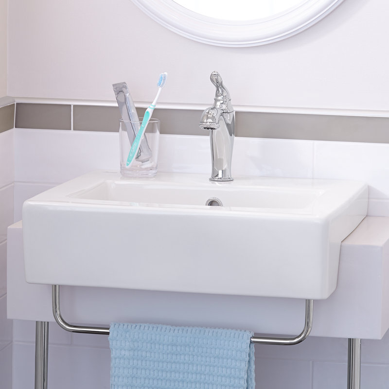 American Standard Universal 17.75'' White Ceramic Rectangular Bathroom Sink with Overflow, Single Hole