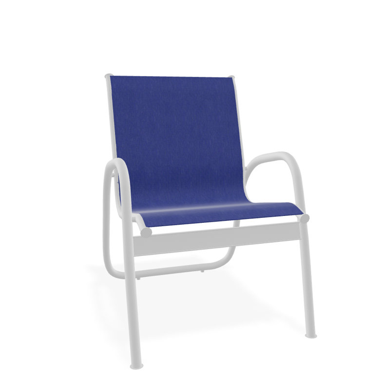 Fauteuil de patio Gardenella, Atlantis bleu royal Sunbrella®, Blanc texturé