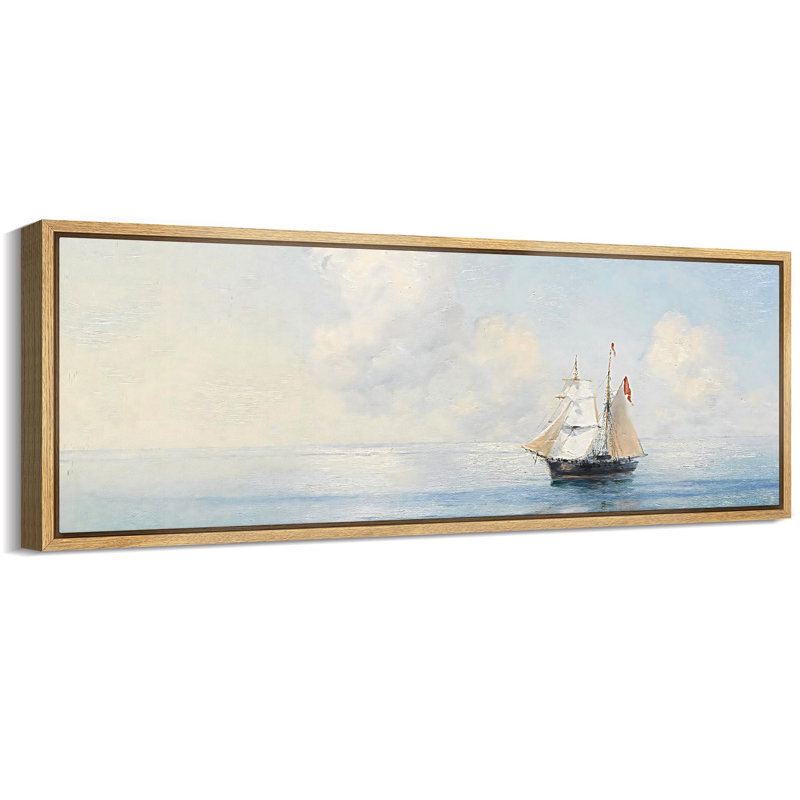 «Coastal Beach Vintage Maritime Adventure Classic Ship At Sea Antique Retro Fine Art», reproduction d'art encadrée décorative