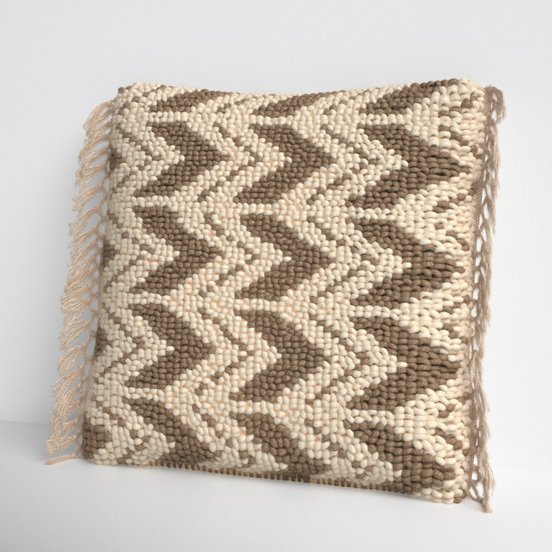 Oakleaf Chevron Throw Pillow, Mauve/Ivory, Down