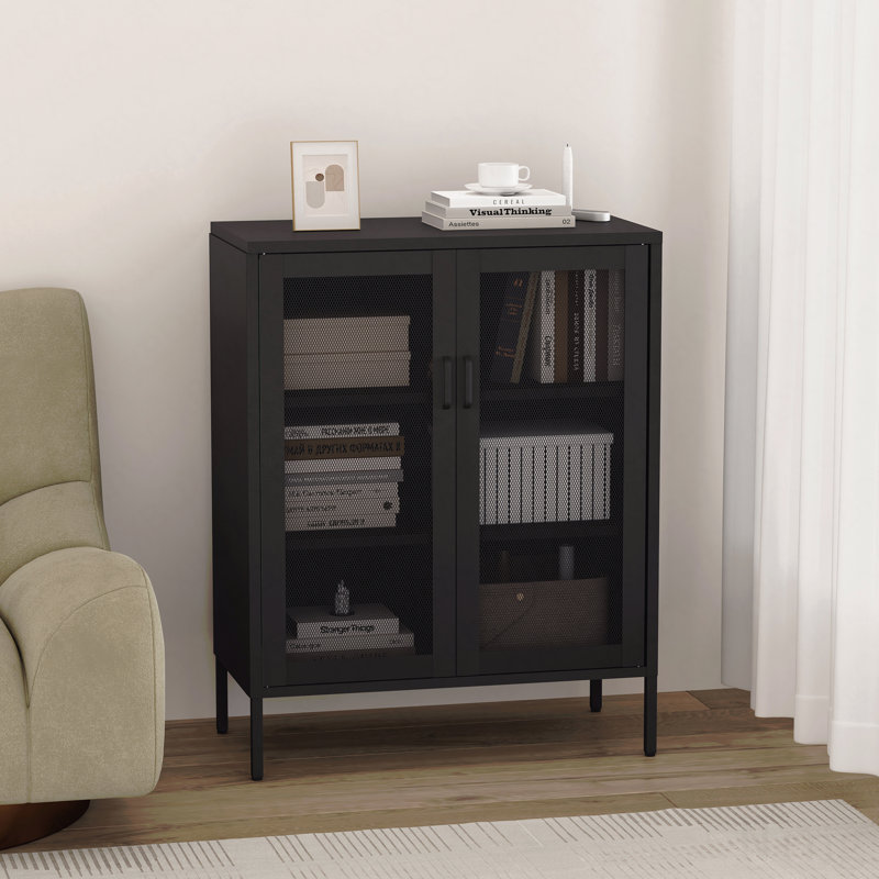 32" Metal Accent Cabinet, Black