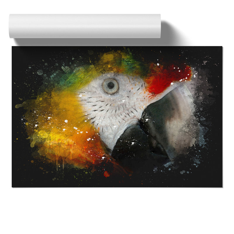 A Macaw Parrot Paint Splash - Frameless Print, 30cm H x 42cm W x 0.1cm D